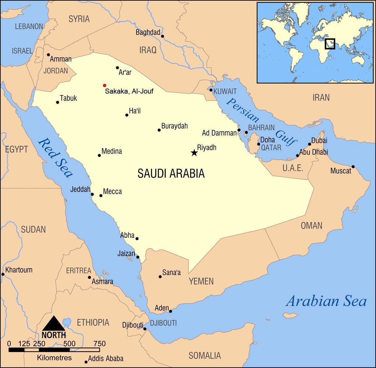 al jouf mappa, in Arabia Saudita