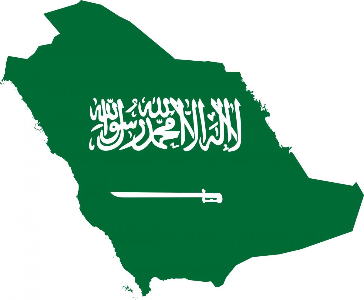 Arabia Saudita mappa bandiera
