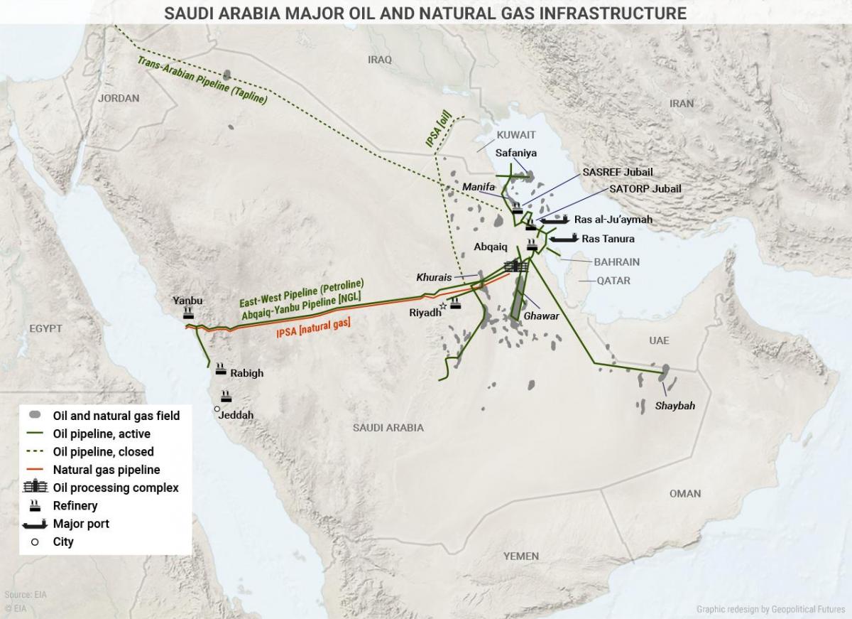 Arabia Saudita petrolio mappa