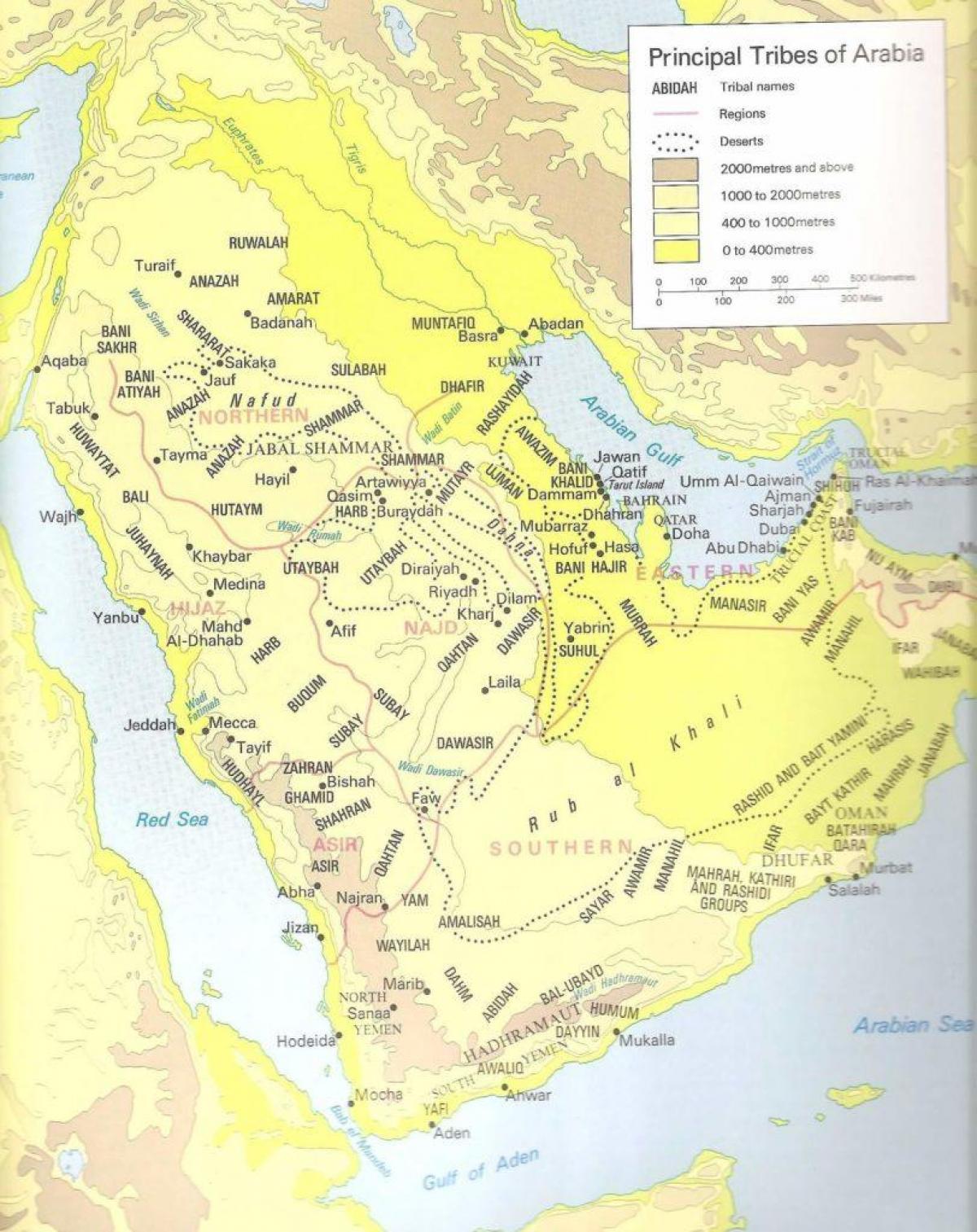 Mappa di Arabia Saudita tribù