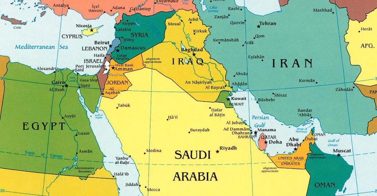 mappa di Arabia Saudita, i paesi circostanti