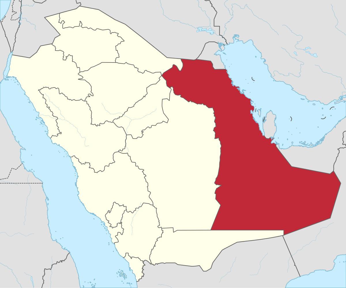 Mappa della provincia orientale dell'Arabia Saudita