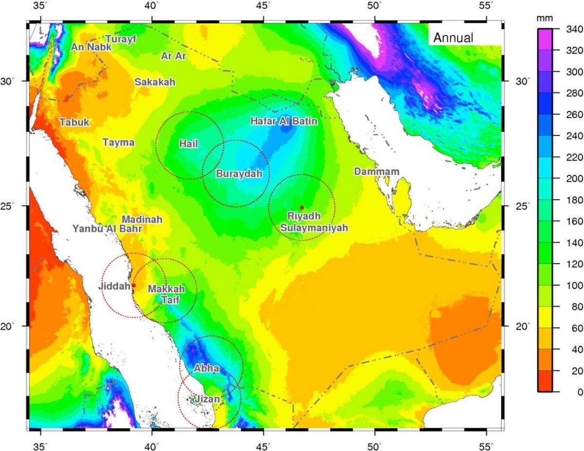 Mappa di Arabia Saudita clima