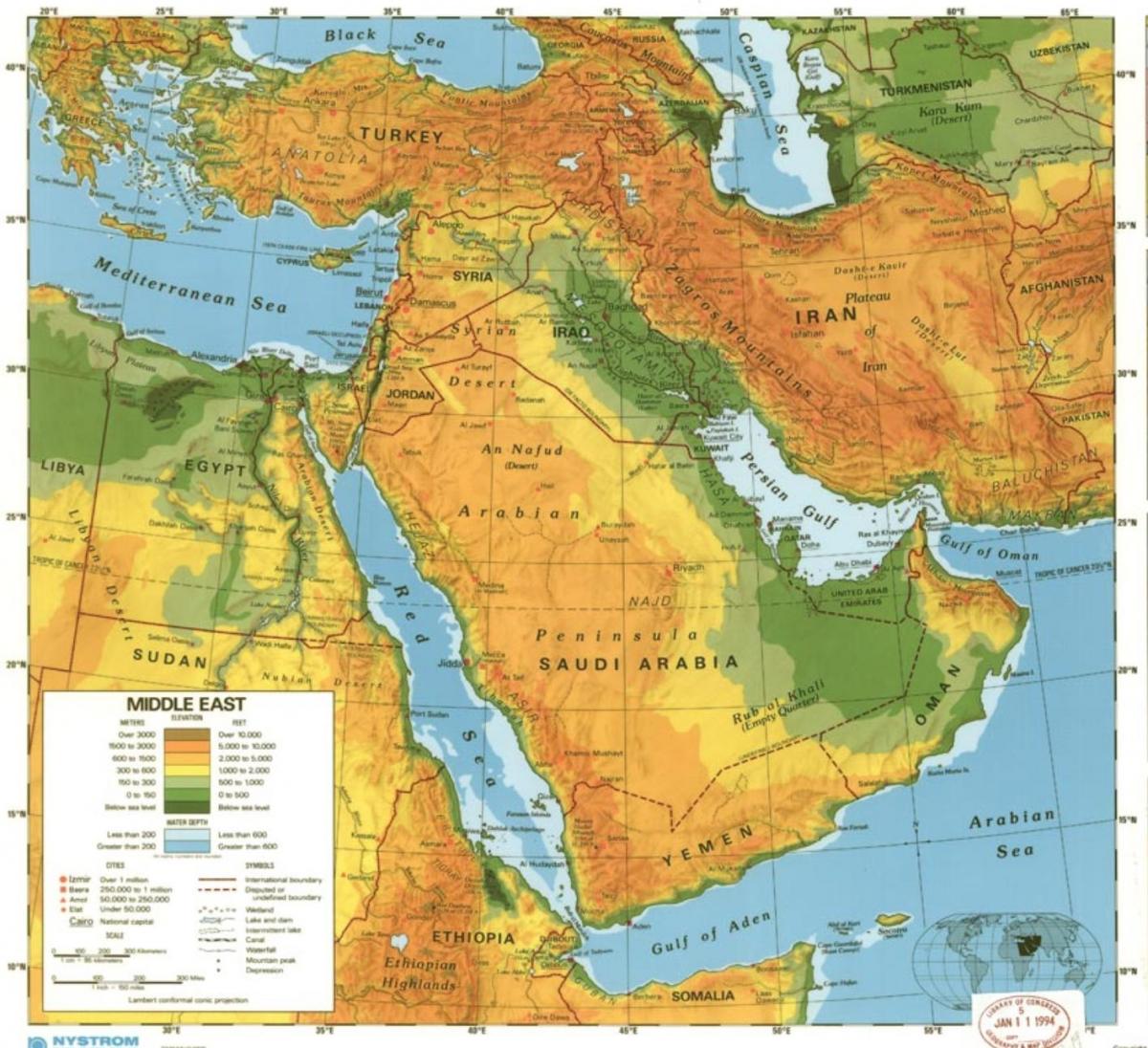 Mappa di Arabia Saudita deserto