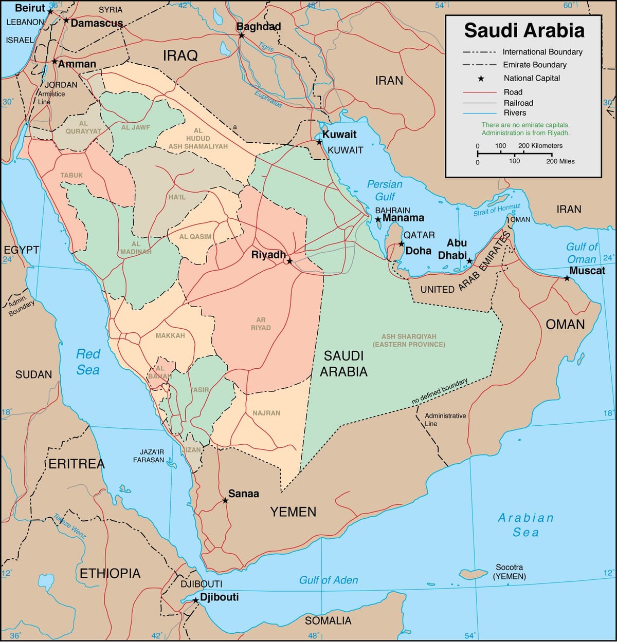 Arabia Saudita regioni mappa