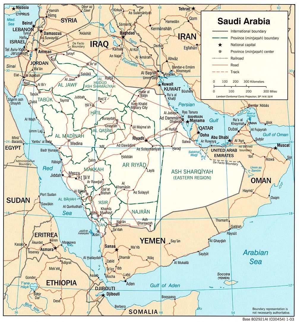 Mappa di Arabia Saudita con il nome di una città
