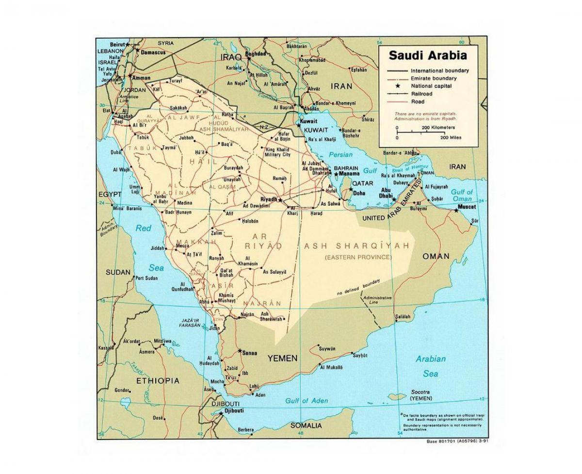 Arabia Saudita mappa con le principali città