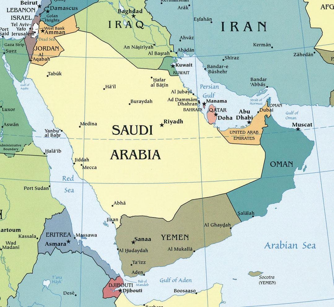 Mappa di capitale dell'Arabia Saudita