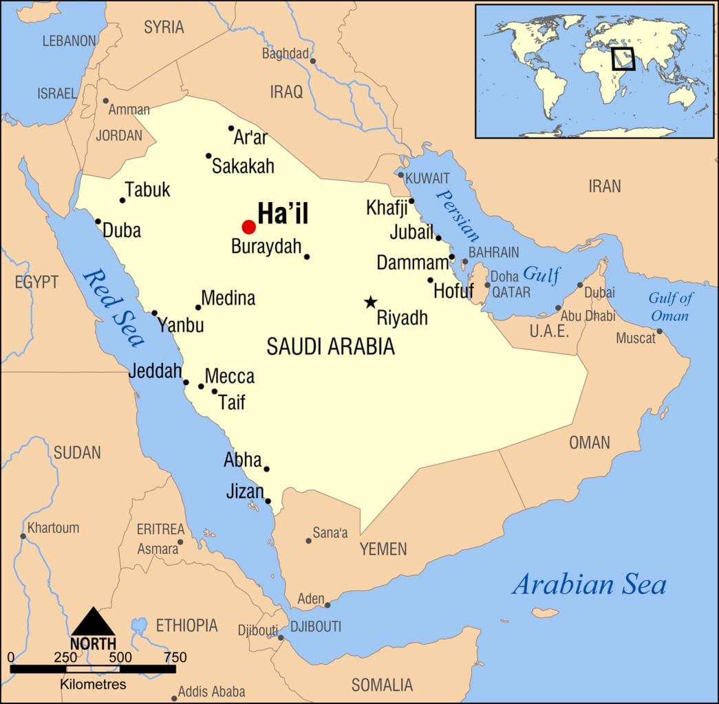mappa di grandine Arabia Saudita