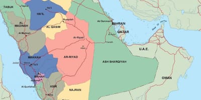 Mappa di Arabia Saudita città