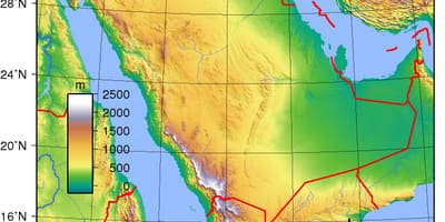 Mappa di Arabia Saudita elevazione