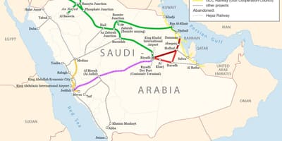Mappa di Arabia Saudita ferroviaria