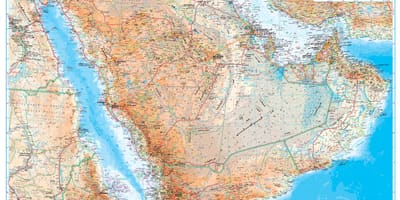 Mappa di Arabia Saudita topografica