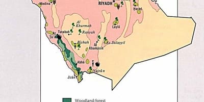 Mappa di Arabia Saudita risorse naturali