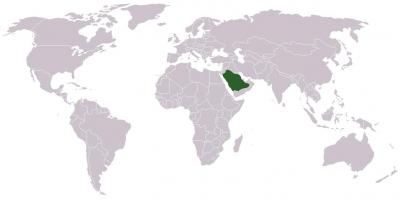 Arabia Saudita su una mappa del mondo