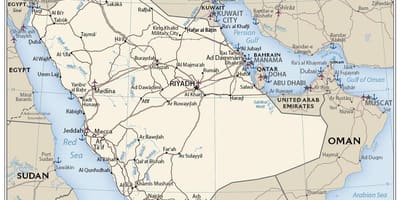 Mappa di Arabia Saudita, il paese