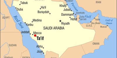 Arabia Saudita città di taif mappa