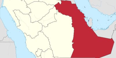 Mappa della provincia orientale dell'Arabia Saudita