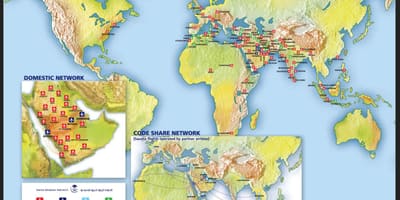 Mappa di Saudi Arabian airlines rotta